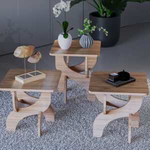 Sarmaşık 3 Lü Zigon Sehpa Atlantik Çam